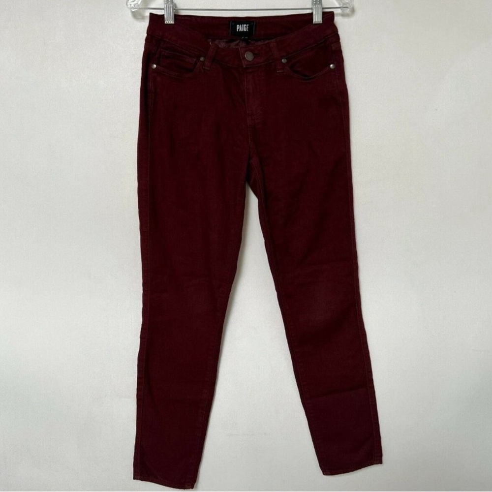 Paige Verdugo Ankle Skinny Jeans Deep Syrah Stretch Denim Low Rise Women Size 27 - Picture 2 of 7